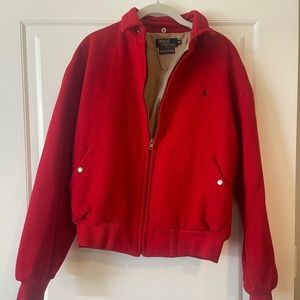 Medium red vintage Polo varsity crew jacket